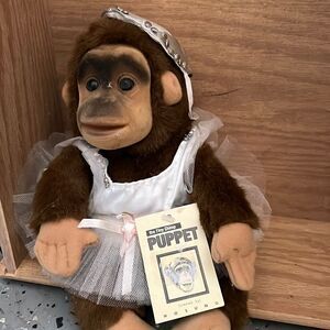 Hosung 1995 Monkey Hand Puppet Ballerina Tutu Squeaker 13” With Original Tag